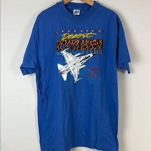 Vintage 90's Desert Storm Army Blue Graphic T-Shirt Size Extra Large